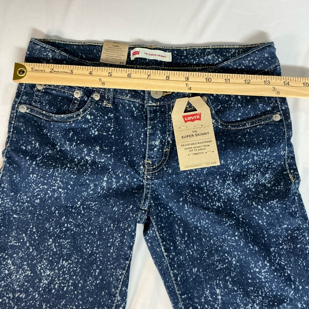 Levi's 710 super skinny Girls Blue Denim Bleach Splatter - Picture 7 of 10